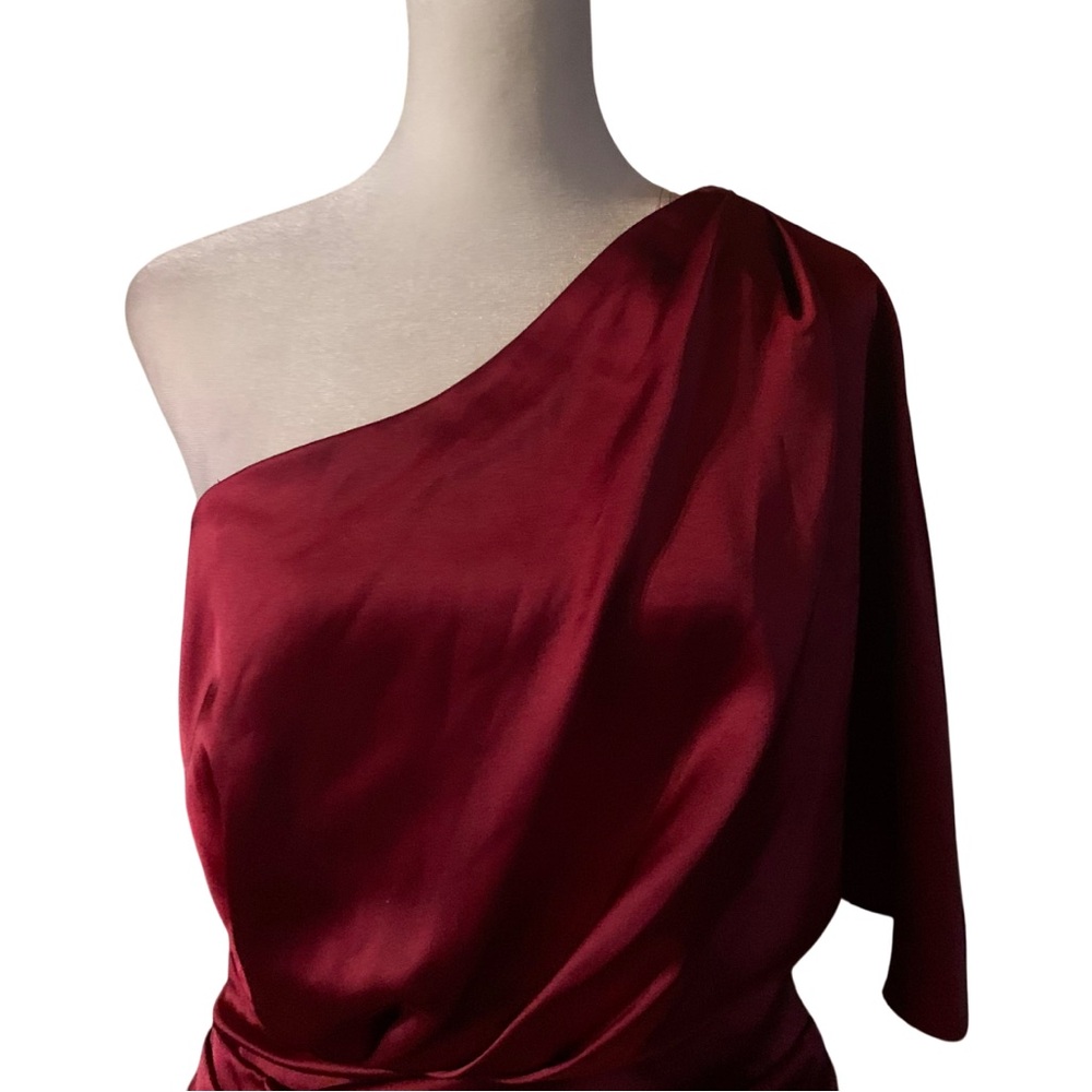 NWOT DO+BE Women One-Shoulder Wine Red Dress Satin Fabric 100% Polyester.Small - Picture 6 of 16